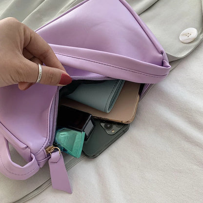 Bolso de hombro retro de piel sintética para mujer – Bolso de mano de moda con asa superior, monedero informal de color sólido para mujer