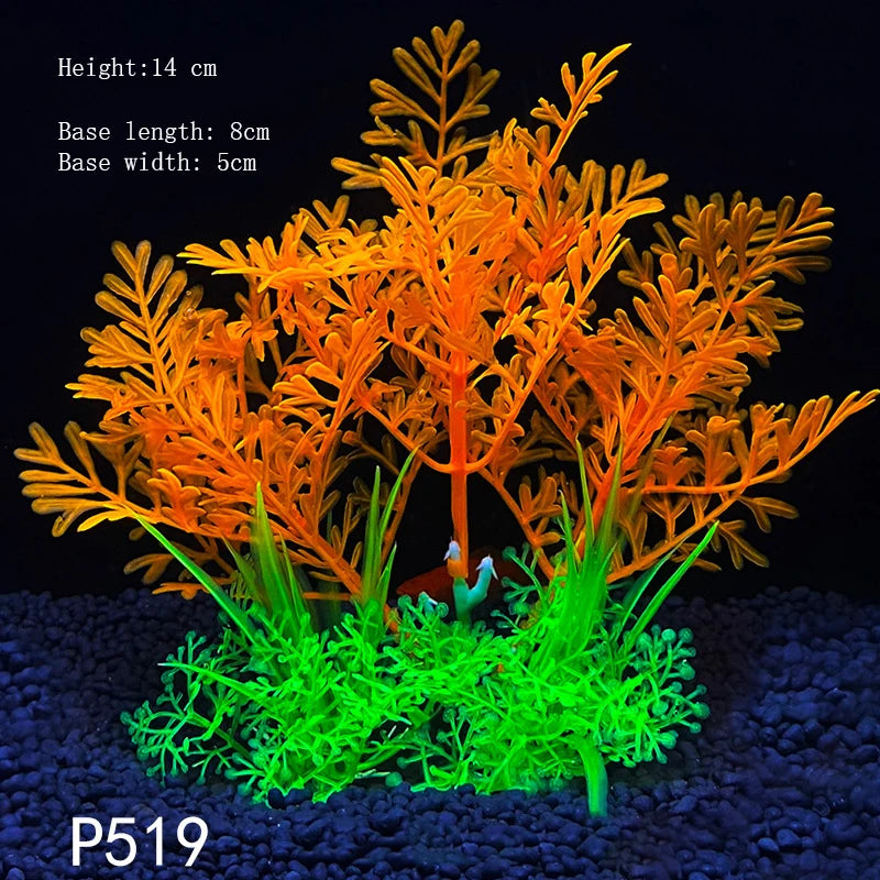 Artificial Underwater Aquarium Plants – Plastic Aquatic Fake Shrubs & Green Water Grass for Fish Tank Landscaping, Realistic Simulated Decor