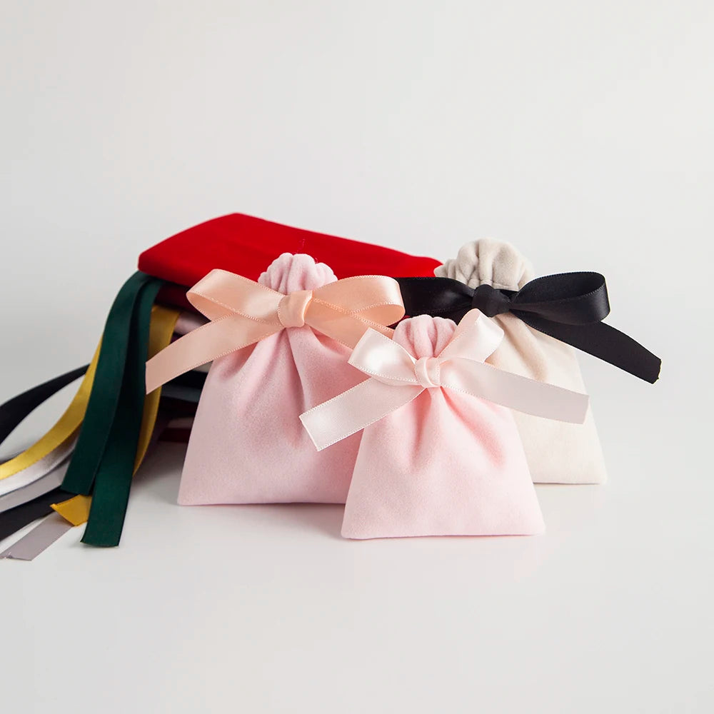 10 Bolsas de Terciopelo con Cordón – Bolsitas de Regalo con Cinta 10x12cm para Empaque de Joyas, Recuerdos de Boda, Almacenamiento de Viaje y Dulces