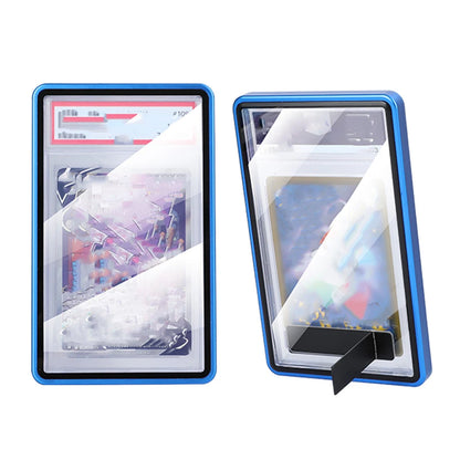 Aluminum Alloy Trading Card Display Case with Stand – Multicolor PSA & BGS Graded Card Protector Holder for Horizontal & Vertical Display