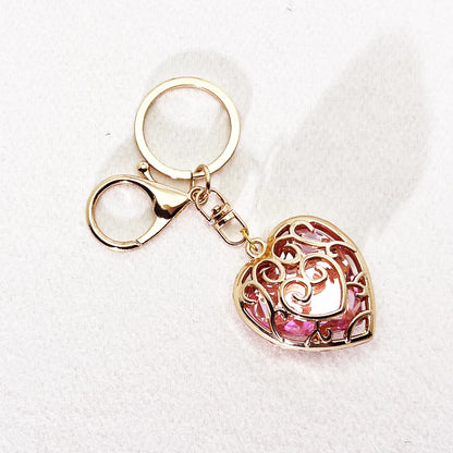 Zelda Heart Container Keychain – Skyward Sword Crystal Heart Pendant Keyring Jewelry Gift for Men & Women