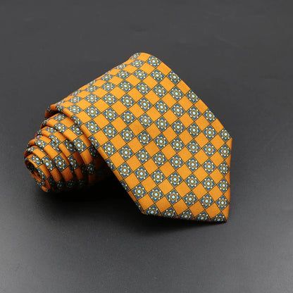 Men's 7.5cm Soft Silk Necktie – Floral & Dot Pattern Tie for Weddings, Business, Parties & Formal Wear
