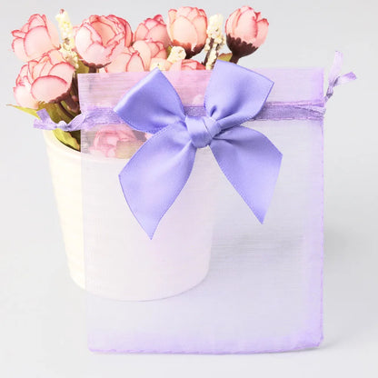 10/20/50PCS Organza Drawstring Gift Bags with Bow – Jewelry, Candy & Party Favor Pouches for Weddings, Christmas & Special Events