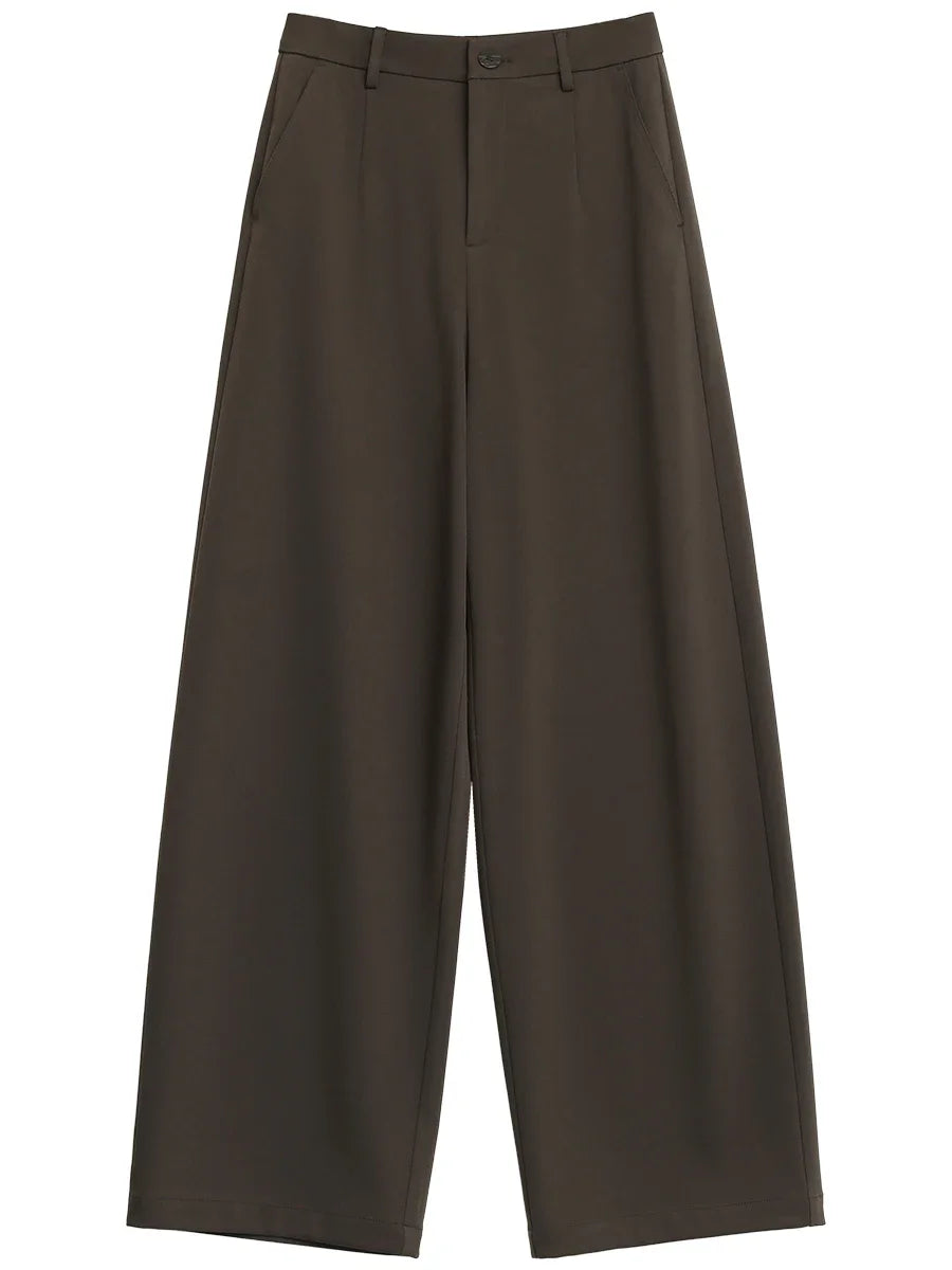 CHIC VEN Women's Solid Trousers – Casual Straight-Leg & Wide-Leg Suit Pants for Spring & Autumn