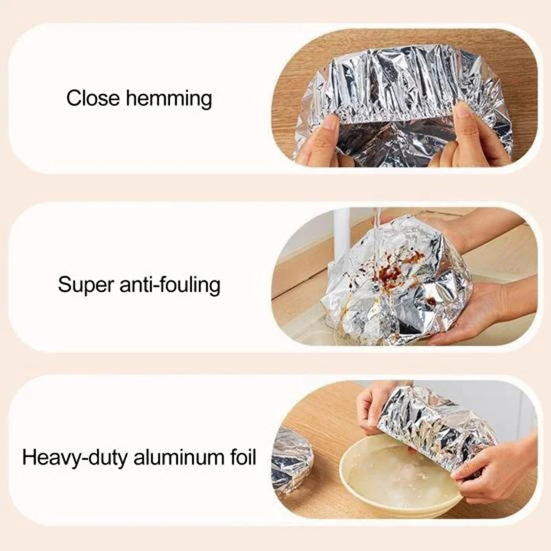 30/50PCS Reusable Stretch Foil Food Covers – Elastic Aluminum Foil Wraps for Bowls, Plates & Food Storage, Kitchen Freshness Covers
