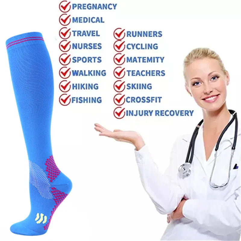 Compression Socks 20–30mmHg Knee High Support Stockings for Men & Women – Running, Cycling & Varicose Vein Relief (EU 36–50)