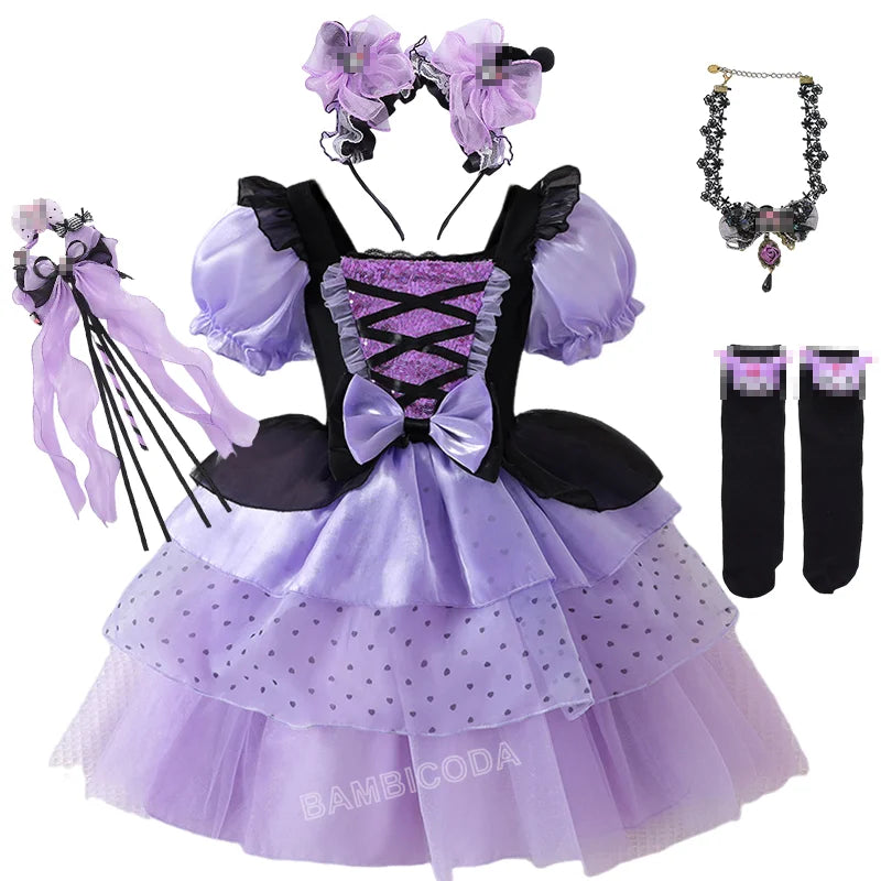 2026 Gothic Lolita Witch Costume Dress – Japanese-Inspired Ruffle Bow Princess Dress for Halloween, Christmas & Parties