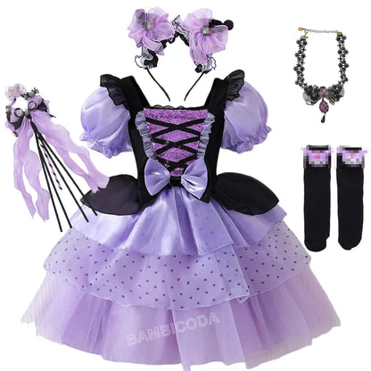 2026 Gothic Lolita Witch Costume Dress – Japanese-Inspired Ruffle Bow Princess Dress for Halloween, Christmas & Parties