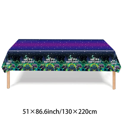 Monster Truck Birthday Party Supplies – Disposable Plates, Napkins, Banner & Tablecloth for Kids' Boys' 2nd Birthday Decorations