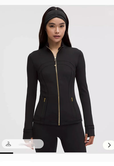 Women’s Gold Zipper Yoga Jacket – Stand Collar Slim Fit Quick-Dry Breathable Sports & Running Activewear