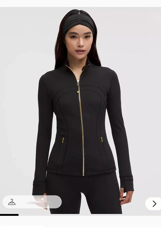 Chaqueta de Yoga para Mujer con Cremallera Dorada – Cuello Alto Ajustada de Secado Rápido Transpirable para Deportes y Correr