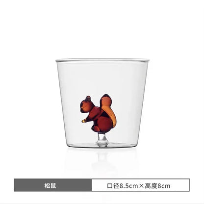 3D Animal Glass Coffee Mug – Heat-Resistant Figurine Drinking Cup with Cute Squirrel & Cactus Design, Novelty Christmas Gift for Women