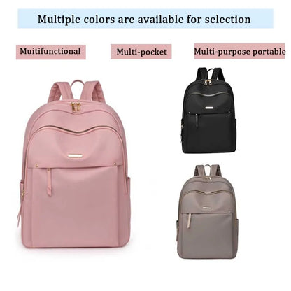 Women's Waterproof Nylon Backpack – Lightweight Multi-Pocket School & Travel Daypack with Zipper, Elegant Casual Leisure Backpack