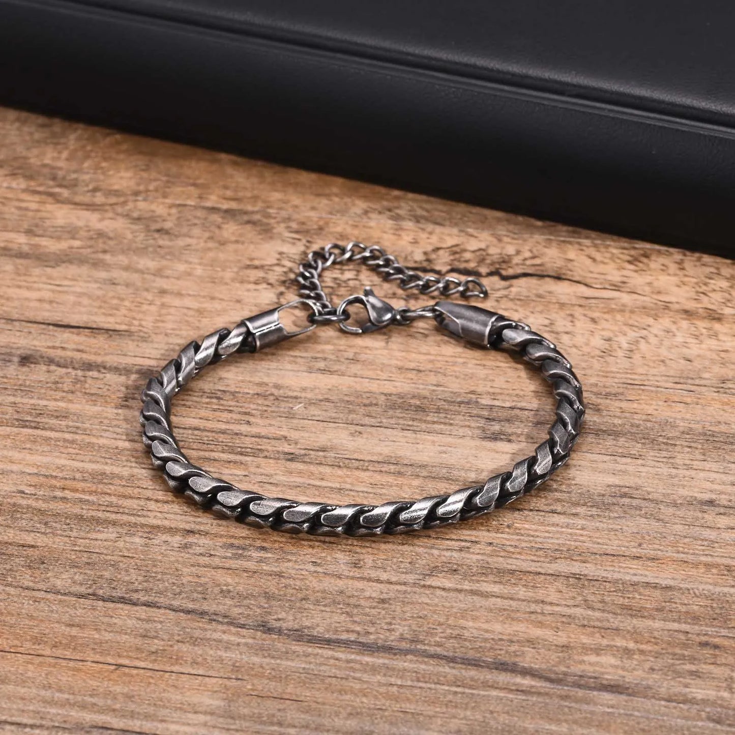 Vintage Byzantine Chain Bracelet – Stainless Steel Braided Link Wristband for Men & Boys | Retro Fashion Jewelry Gift for Father