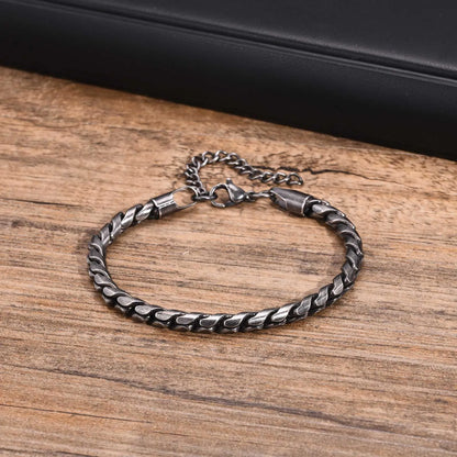 Vintage Byzantine Chain Bracelet – Stainless Steel Braided Link Wristband for Men & Boys | Retro Fashion Jewelry Gift for Father