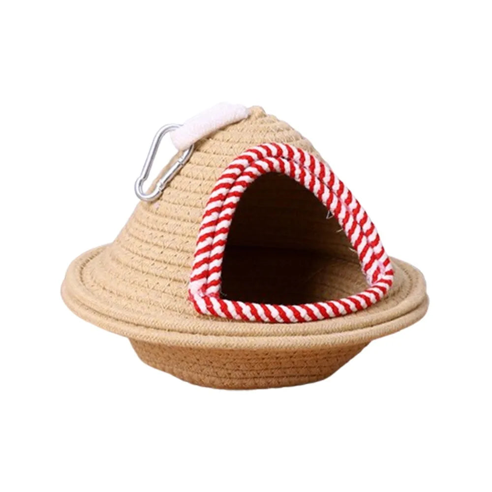 Warm Handmade Woven Bird Cage Nest – Thickened Windproof Hanging Bed, Bite-Resistant Cozy Habitat for Parrots & Pet Birds
