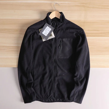 Men's Lightweight Fleece Jacket Quick-Dry Breathable Stand Collar Sports Coat Casual Outdoor Jacket for Spring and Everyday Wear