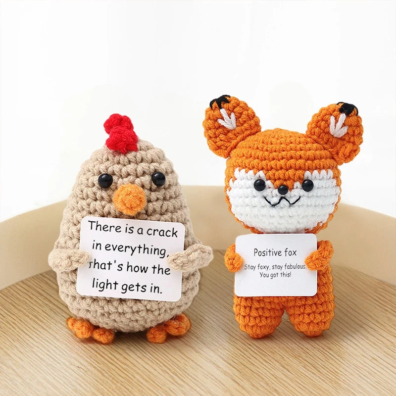 Poupée Pomme de Terre Énergétique Positive au Crochet – Figurine Mignonne en Tricot à Serrer, Artisanat Animalier Kawaii Fait Main au Crochet & Cadeau de Noël