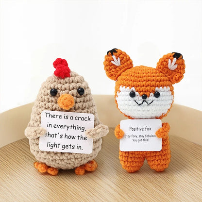 Poupée Pomme de Terre Énergétique Positive au Crochet – Figurine Mignonne en Tricot à Serrer, Artisanat Animalier Kawaii Fait Main au Crochet & Cadeau de Noël