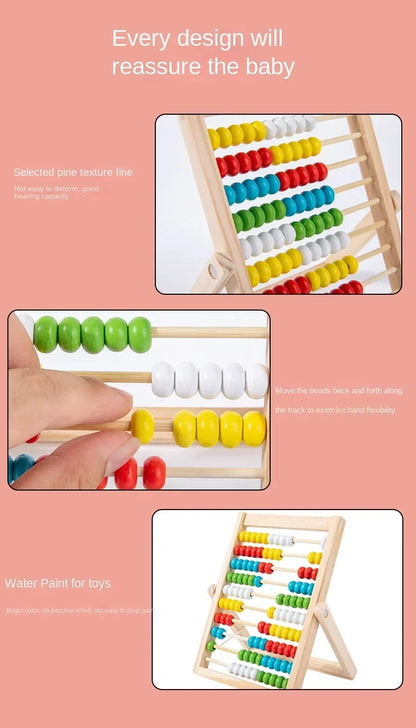 Classic Wooden Counting Toy – 100 Beads Montessori Abacus, Preschool Math Learning Toy, Number Arithmetic Practice Board, Early Education Gift for Toddlers