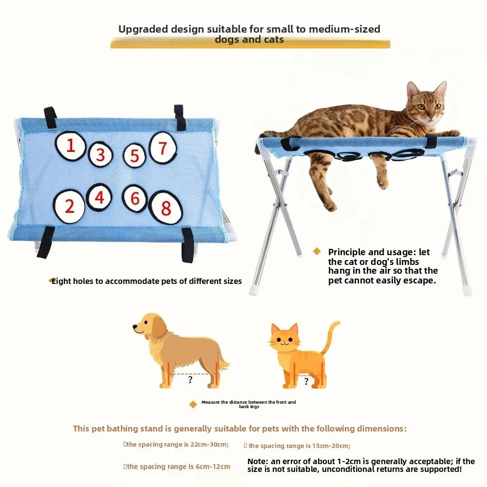 Portable Pet Grooming Bath Hammock – Adjustable Foldable Mesh Support Stand for Dog & Cat Washing, Drying & Grooming