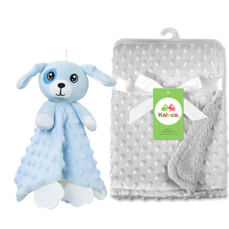 Couverture et doudou personnalisés avec prénom de bébé – Ensemble doux en minky à pois, 2-en-1, cadeau de naissance personnalisé pour garçons et filles