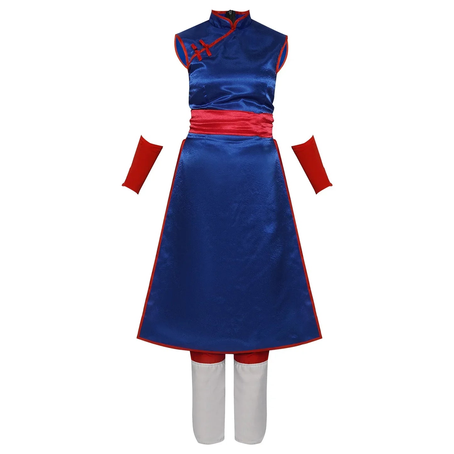 Anime Chi-Chi Cosplay Costume – Blue Uniform Cheongsam Dress Set with Shirt Props (Women’s Halloween Party Outfit)