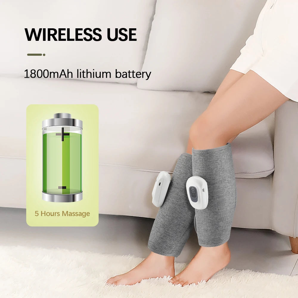 Wireless 360° Air Pressure Calf Massager – Electric 3-Mode Airbag Compression Leg & Foot Massage Device for Muscle Relaxation