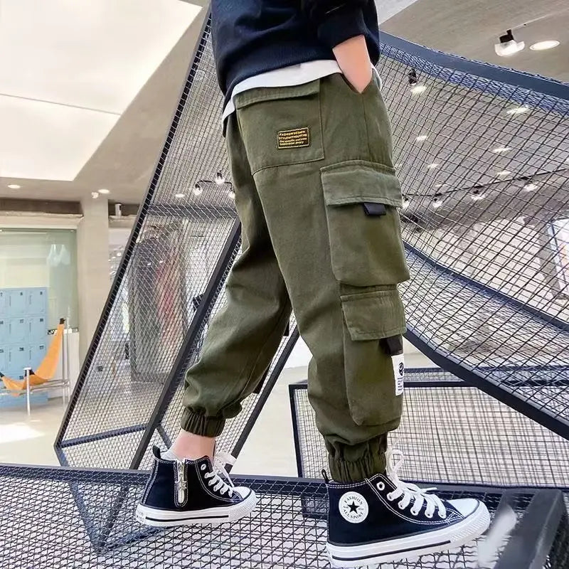 Boys Cargo Pants Casual Spring & Autumn Trousers for Kids Ages 4–14