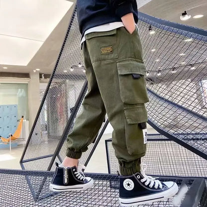 Boys Cargo Pants Casual Spring & Autumn Trousers for Kids Ages 4–14