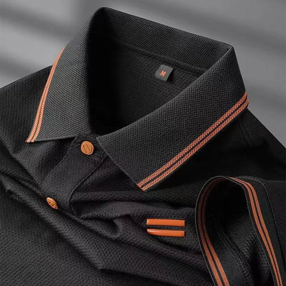 Men's Luxury-Style Polo T-Shirt – Soft Solid Short-Sleeve Turn-Down Collar Shirt with Loose Fit, Casual Business & Smart Everyday Wear