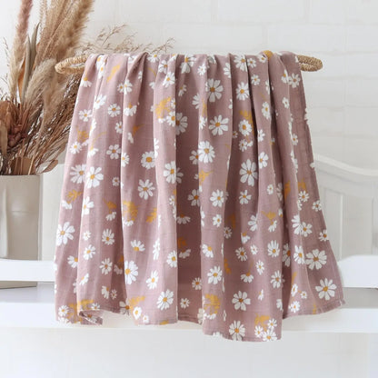Couverture d'emmaillotage pour bébé en mousseline de bambou – Ultra douce 120 x 120 cm, couverture de naissance, d'emmaillotage et de chambre d'enfant