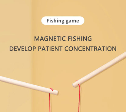 Jouet de Pêche Magnétique en Bois – Jeu d'Apprentissage Montessori sur la Vie Marine, Activité de Pêche Éducative Précoce pour Bébé, Jouet de Développement Cognitif Interactif Parent-Enfant pour Enfants