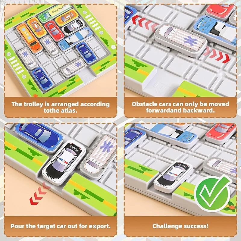 Juego de Laberinto de Estacionamiento para Niños – Juguete Educativo de Lógica con Vehículos Móviles, Tablero de Laberinto de Tráfico, Actividad de Entrenamiento de Concentración, Regalo de Aprendizaje Montessori para Niños