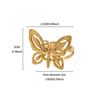 Gold Stainless Steel Starfish & Shell Ring – Adjustable Waterproof Beach-Inspired Ring for Women