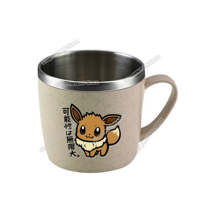 Pokémon Stainless Steel Mug – Pikachu, Snorlax & Eevee Cartoon Drink Cup