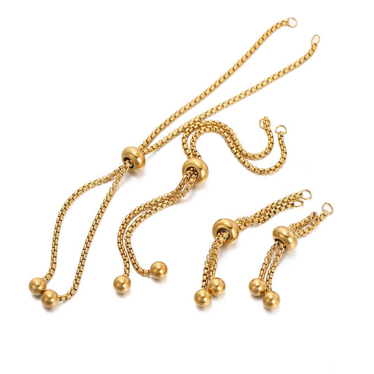 Cadenas deslizantes ajustables de acero inoxidable 304 de 3 piezas con extremos de bola – Cadenas extensoras de pulsera DIY para fabricación de joyas
