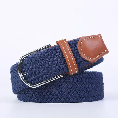 Ceinture élastique tressée unisexe en toile tissée, à boucle ardillon, pour jeans (107/120/130cm)