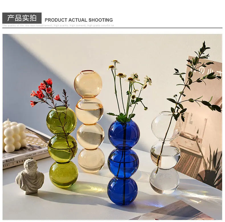 Nordic Glass Flower Vase – Decorative Terrarium Planter for Home, Living Room & Office Décor