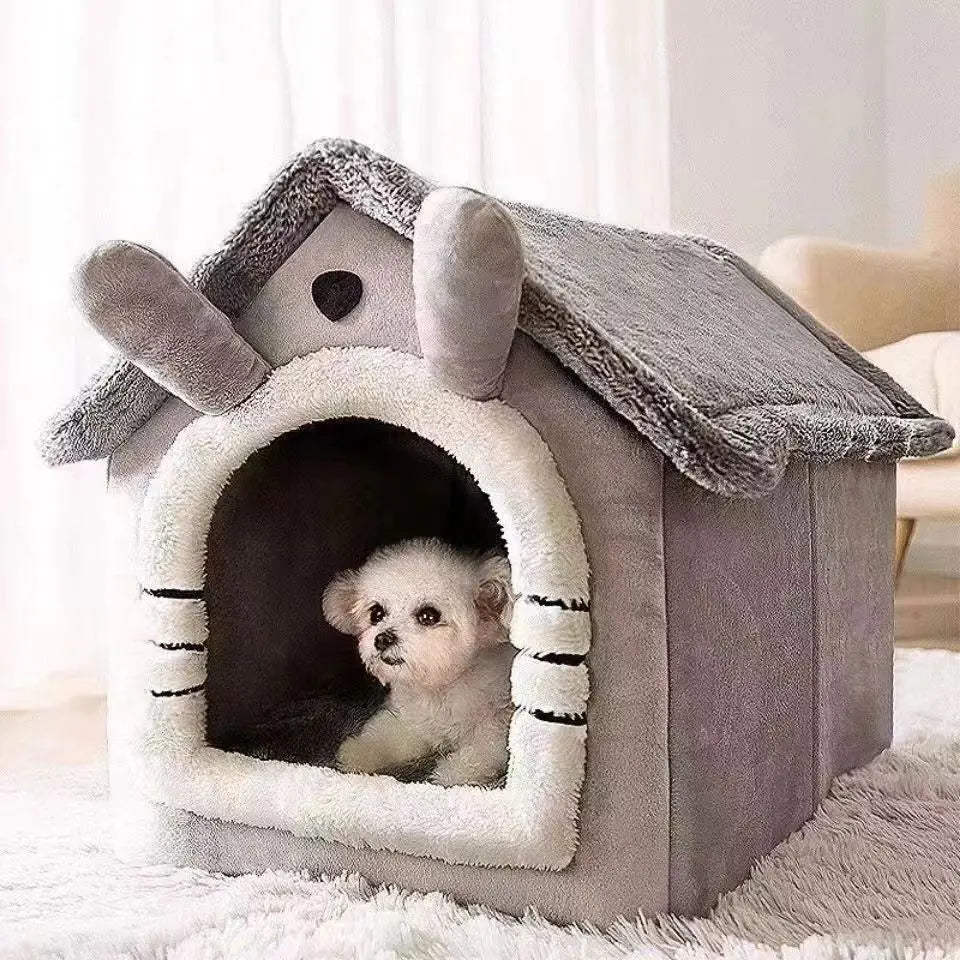 Casa Cama para Perros para Todas las Estaciones, Cama para Mascotas Desmontable y Lavable para Perros Pequeños y Gatos, Casa Cálida de Invierno para Cachorros, Caseta para Teddy