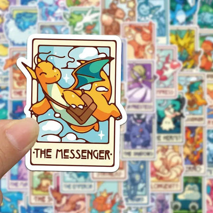 60PCS Pokémon Tarot Card Stickers – Waterproof Cute Cartoon Decals for Phone, Laptop & Notebook