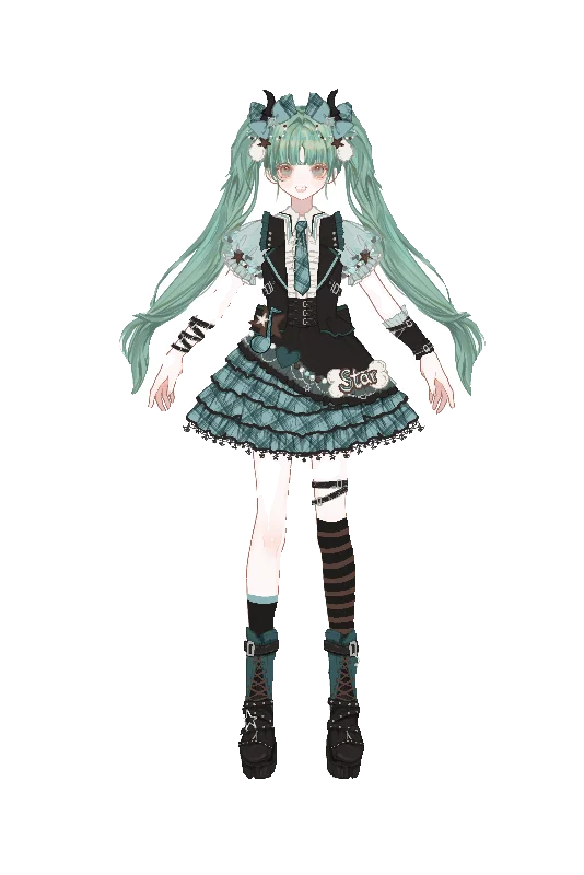Virtual Singer Miku Cosplay Dress – Kawaii Lolita Performance Outfit (Female Halloween Complete Costume Set)