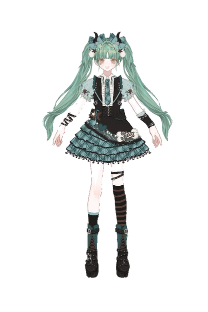 Virtual Singer Miku Cosplay Dress – Kawaii Lolita Performance Outfit (Female Halloween Complete Costume Set)