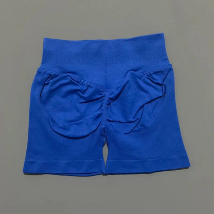 HISTELLO Pantalones cortos de yoga sin costuras de 4.5" para mujer – Pantalones cortos deportivos de talle bajo con efecto fruncido para gimnasio, fitness, correr y ropa deportiva