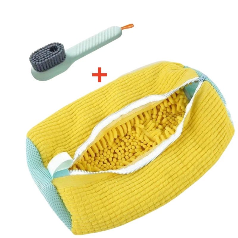 Shoe Washing Machine Bag with Cleaning Brush Set - Durable Reusable Laundry Bag for Sneakers, Running Shoes & Delicates (1, 2 or 4 Pack)