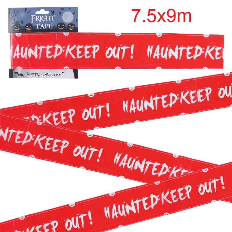 Halloween Warning Tape – Scary Caution & Hazard Tape Roll for Indoor & Outdoor Party Decorations, Spooky DIY Props & Haunted House Decor