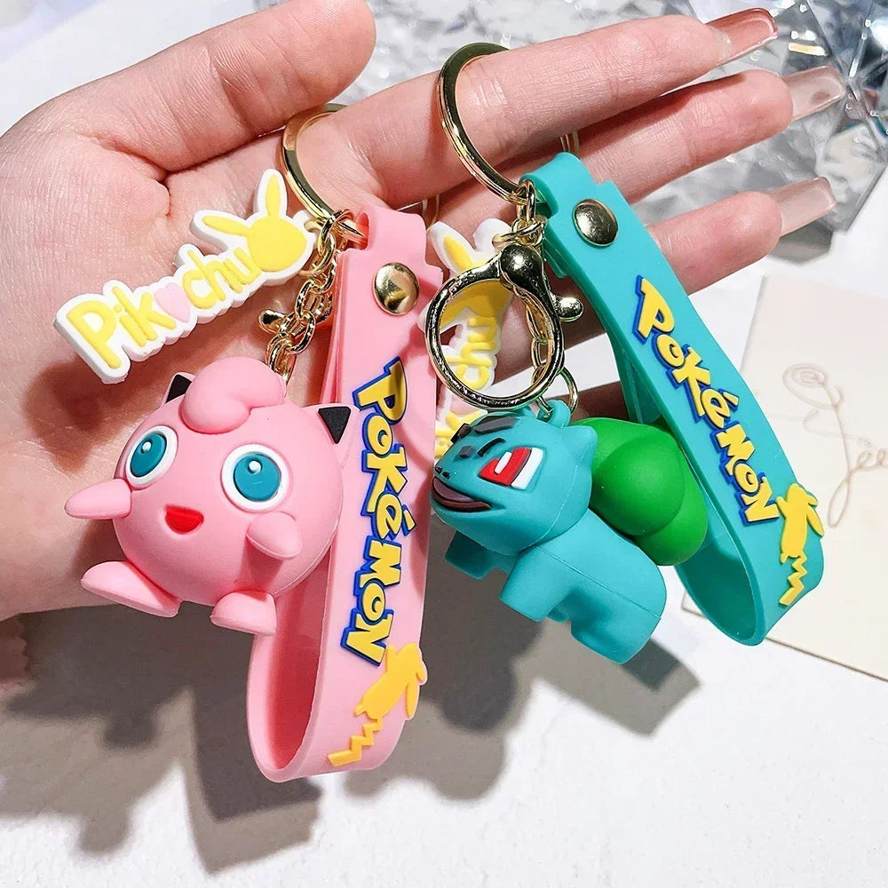 Pokémon Keychain – Pikachu Anime Action Figure Kawaii Cartoon Keyring (Charmander, Psyduck Doll) Car & Bag Pendant Gift