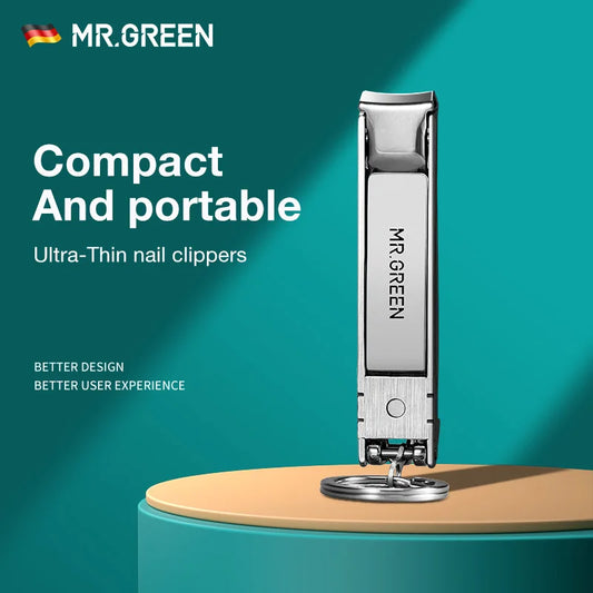 MR.GREEN Cortaúñas plegable ultrafino de acero inoxidable – Cortaúñas portátil de viaje y herramienta de manicura