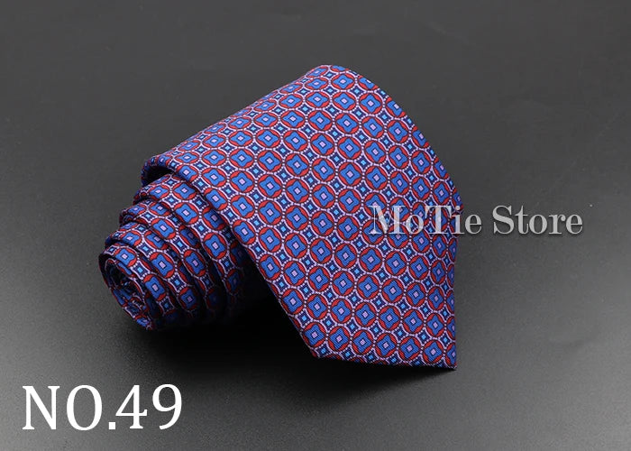 Men's 7.5cm Soft Silk Necktie – Floral & Dot Pattern Tie for Weddings, Business, Parties & Formal Wear
