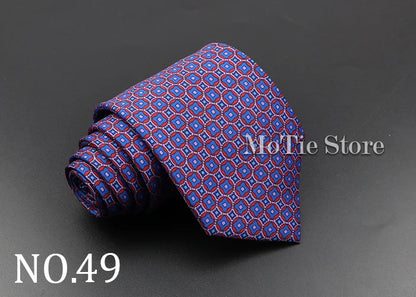 Men's 7.5cm Soft Silk Necktie – Floral & Dot Pattern Tie for Weddings, Business, Parties & Formal Wear